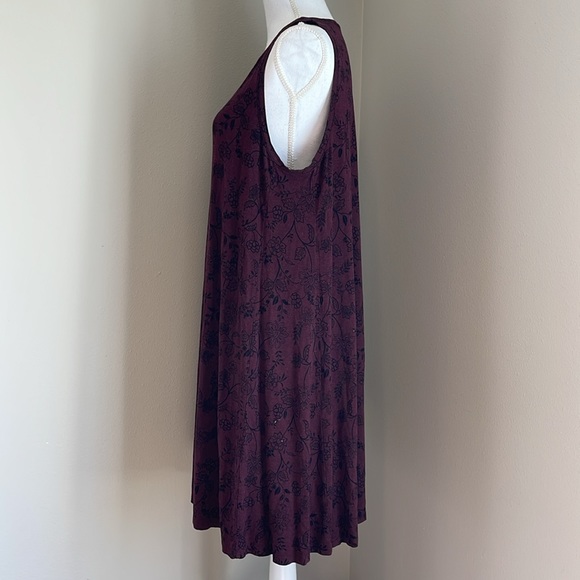 {Loft} Plum Floral Knit Tank Dress - Picture 3 of 8
